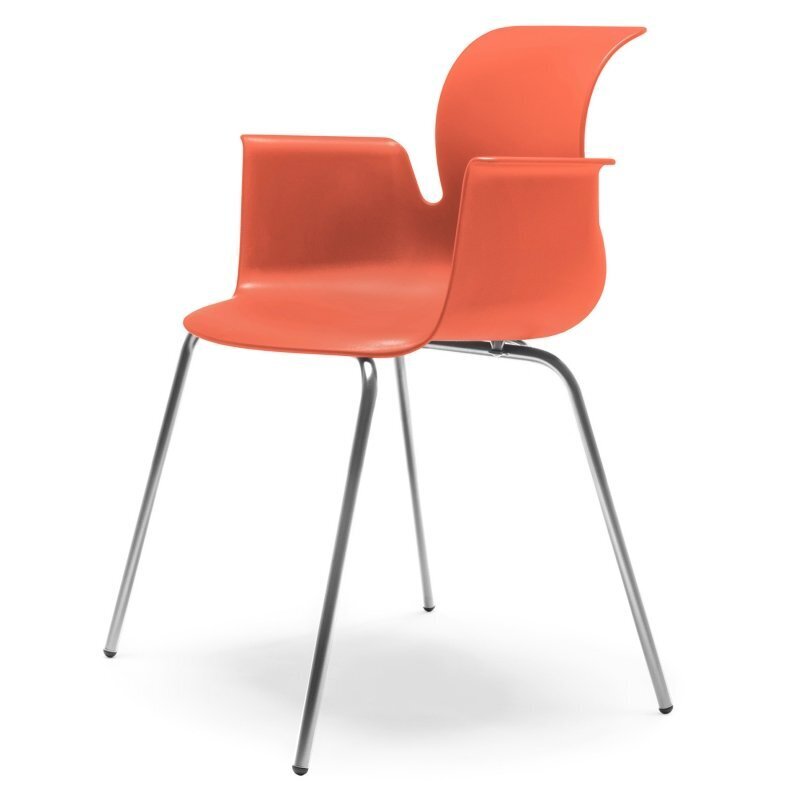 Flötotto PRO ARMCHAIR Vierbeingestell - korallrot - Chrom