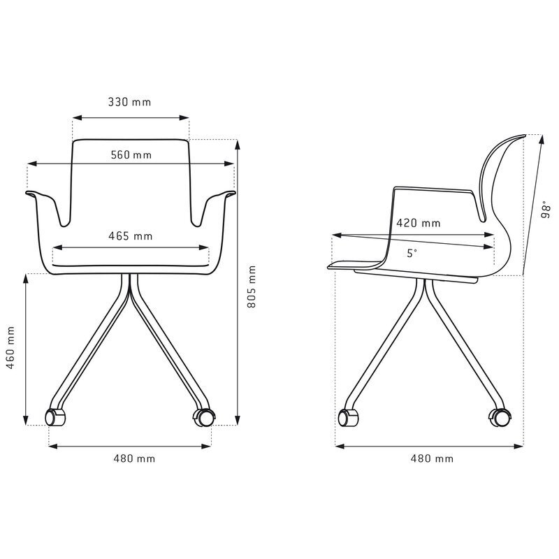 Flötotto PRO ARMCHAIR X-Gestell mit Rollen