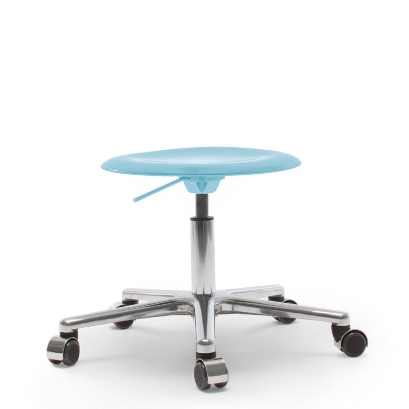 Flötotto PRO STOOL Drehhocker - Aquablau - aluminium-poliert