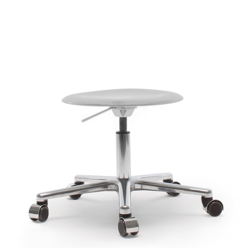 Flötotto PRO STOOL Drehhocker - Granitgrau-Aluminium-poliert