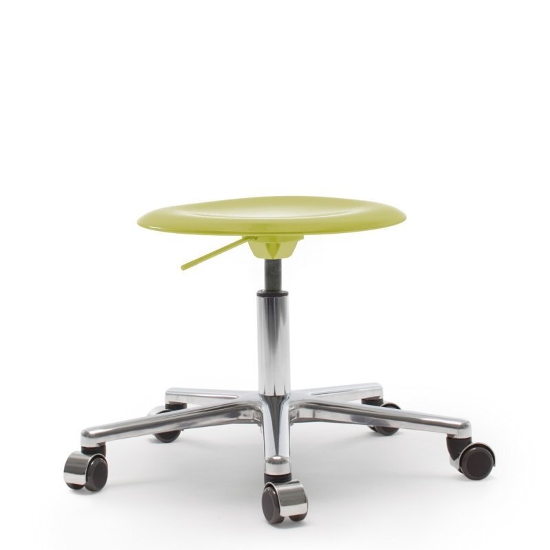 Flötotto PRO STOOL Drehhocker - Kiwigruen - aluminium-poliert