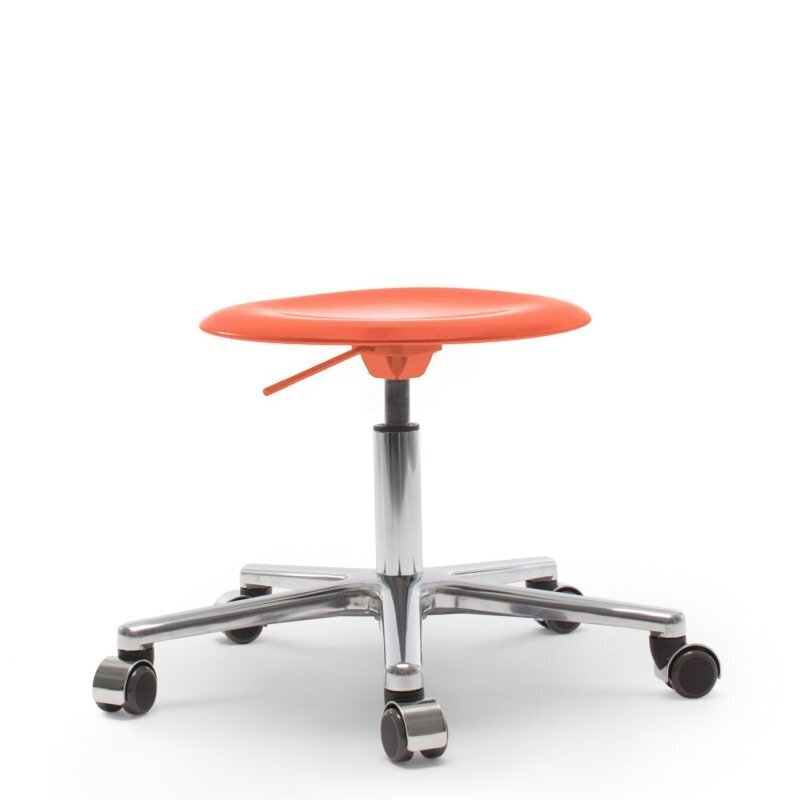 Flötotto PRO STOOL Drehhocker - Korallrot - aluminium-poliert