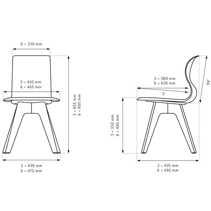 Flötotto PRO CHAIR Viersternholzgestell, Grösse 6