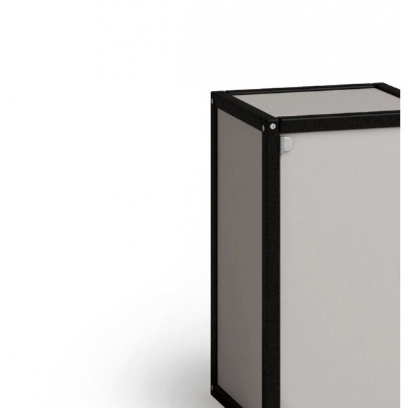 Flötotto Container mit Doppeltür 7 Einlegeböden, H222 B113 T60 - Schwarz - Lichtgrau