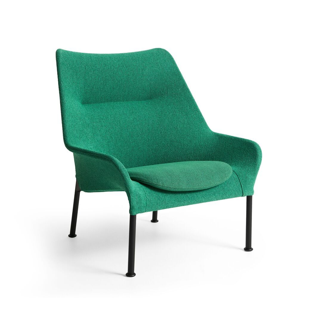 HAY Hay O2 Lounge Chair Filzgleiter, Stahl pulverbeschichtet schwarz, Lift - Soft Green