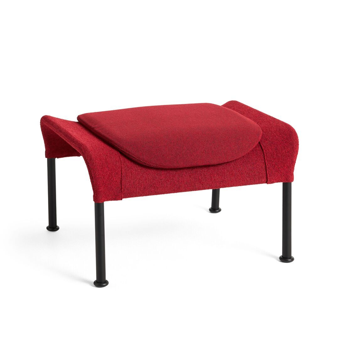 HAY Hay O2 Ottoman Filzgleiter, Stahl pulverbeschichtet schwarz, Lift - Soft Red