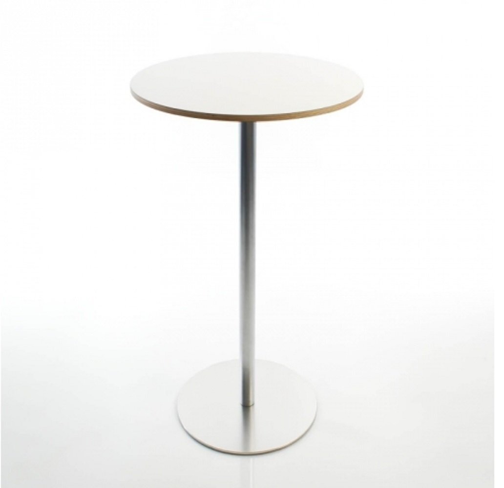 Lapalma Brio Fix 110 Tisch - Ø 60 cm - HPL Fenix® Weiss -  Edelstahl