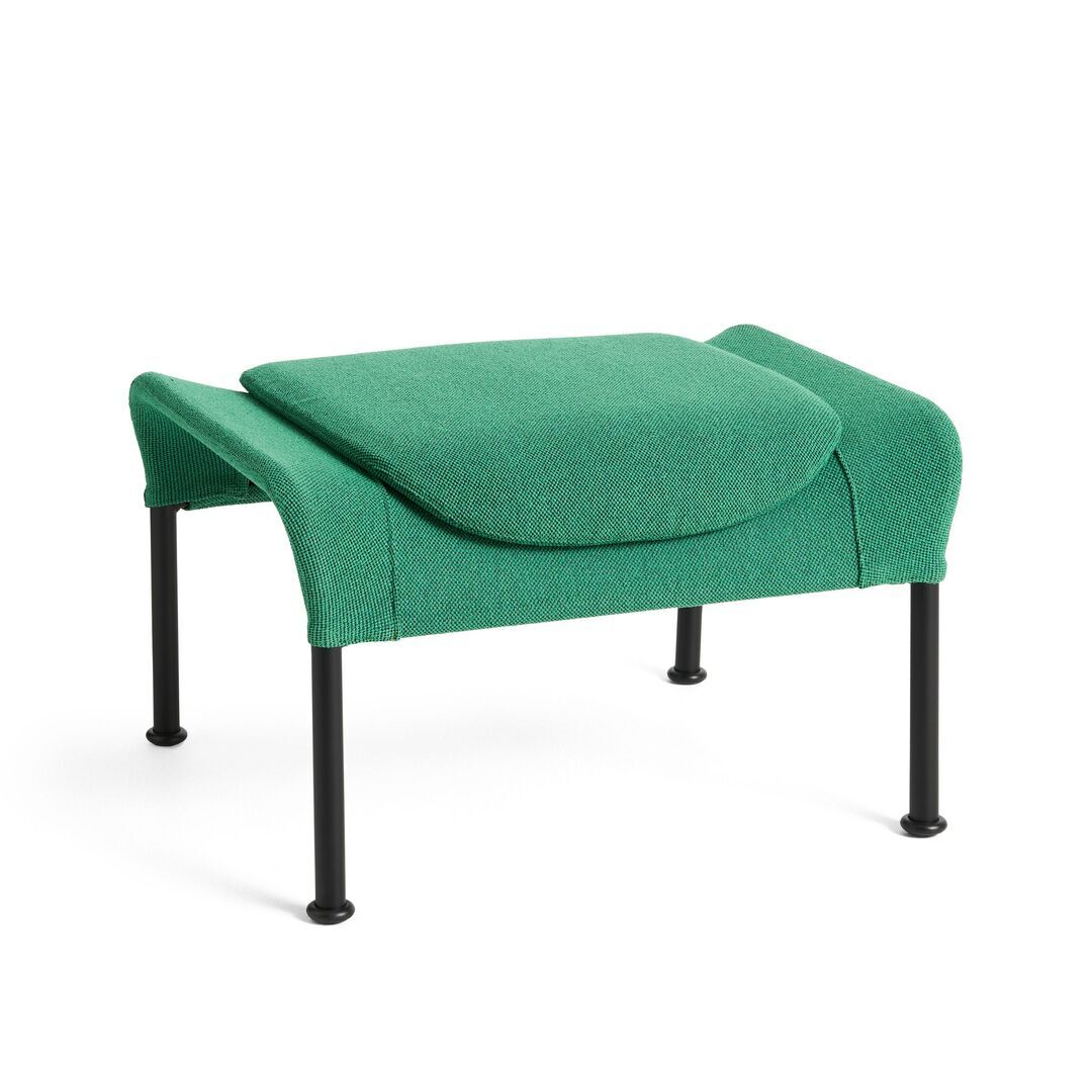 HAY Hay O2 Ottoman Filzgleiter, Stahl pulverbeschichtet schwarz, Lift - Soft Green