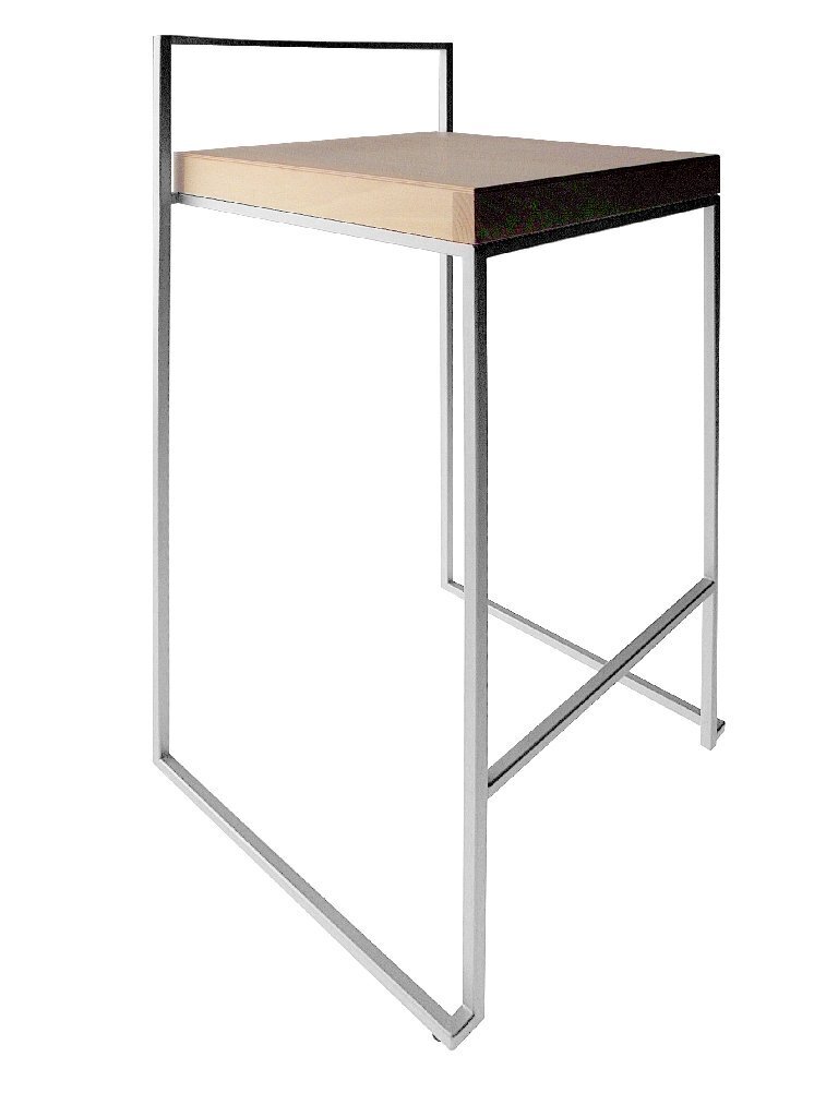 Lapalma Cubo Hocker 75 - Matt Verchromt - Buche Gebleicht