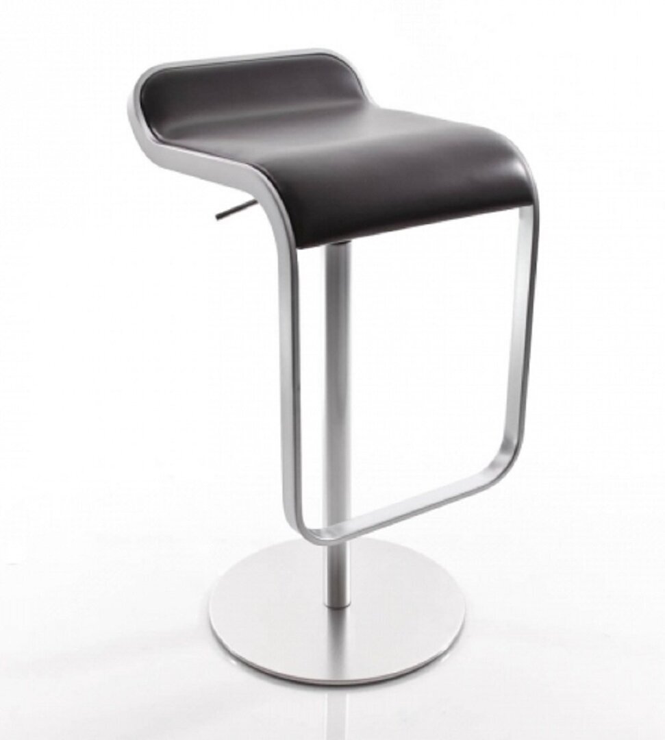 Lapalma Lem 66-79 Hocker / Barhocker - Matt Verchromt Softleder 9033 Schwarz