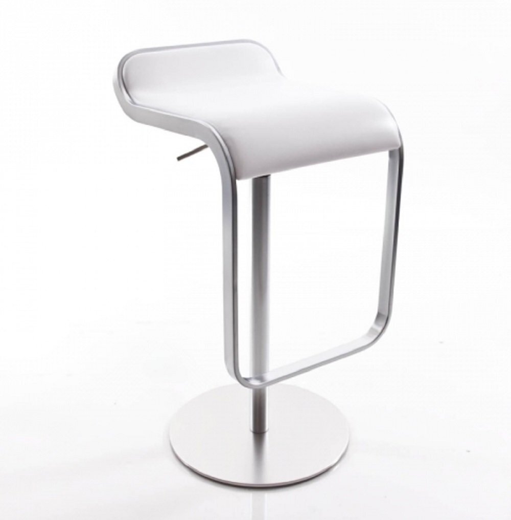 Lapalma Lem 66-79 Hocker / Barhocker - Matt Verchromt Softleder 9000 Weiss
