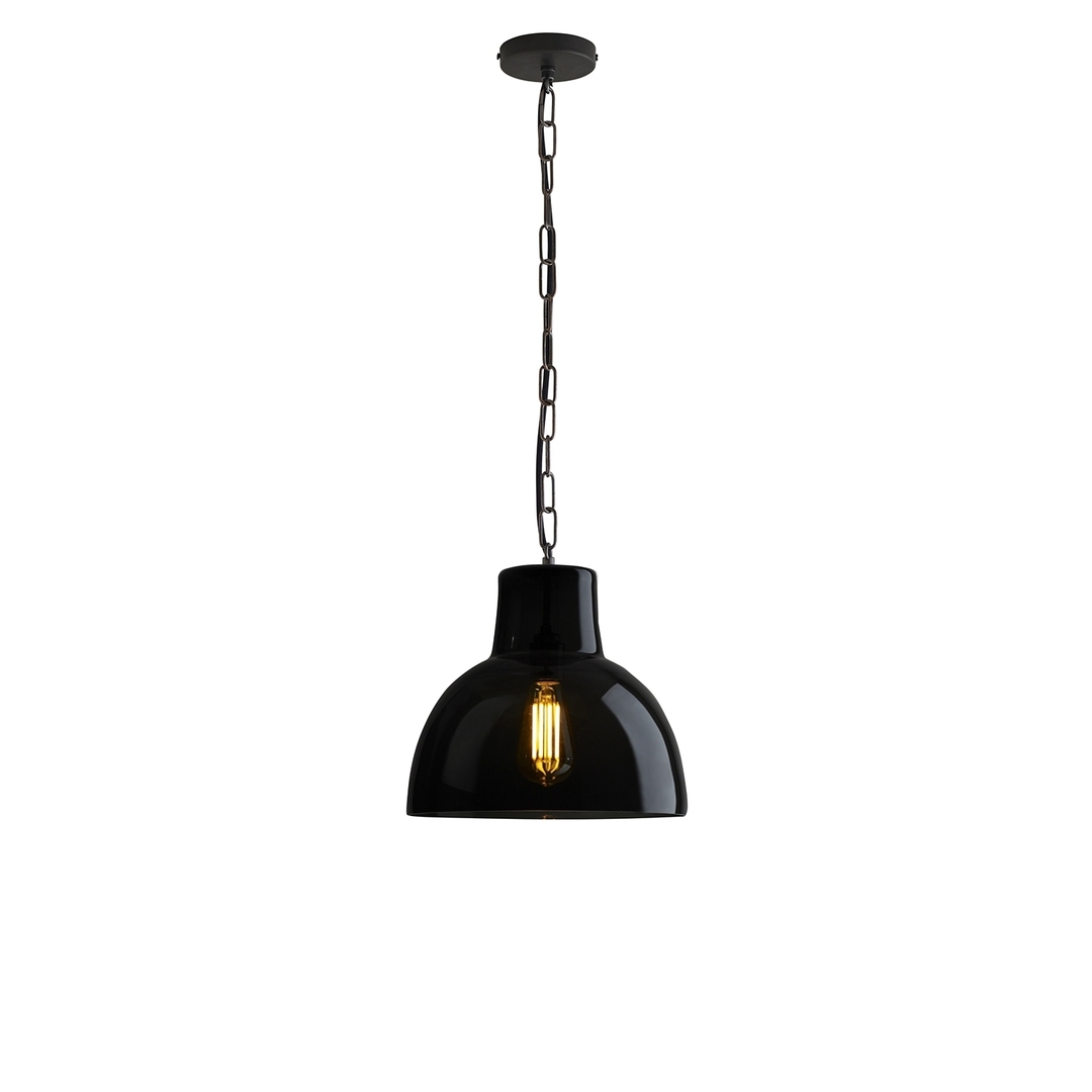 ORIGINAL BTC Glass York Pendant, Size 2 - Anthracite and Weathered Brass- Anthracite Glass