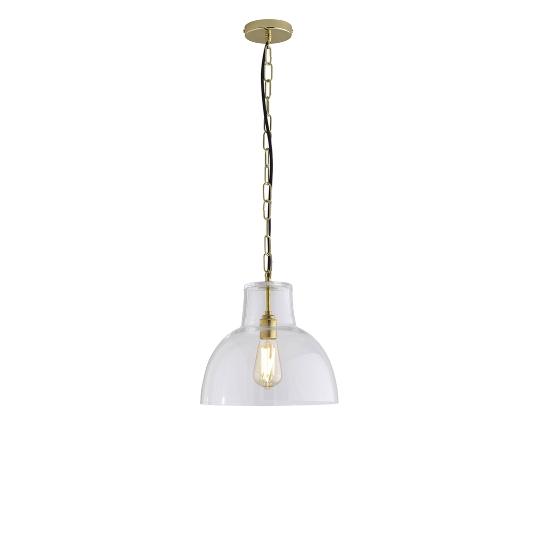 ORIGINAL BTC Glass York Pendant, Size 2 - Clear and Brass - Clear Glass