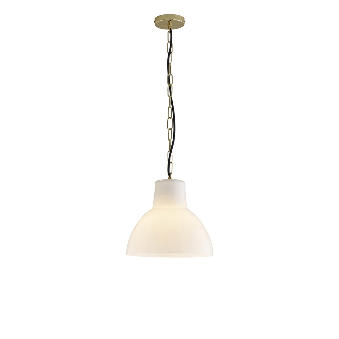 ORIGINAL BTC Glass York Pendant, Size 2 - Opal and Brass - Opal Glass