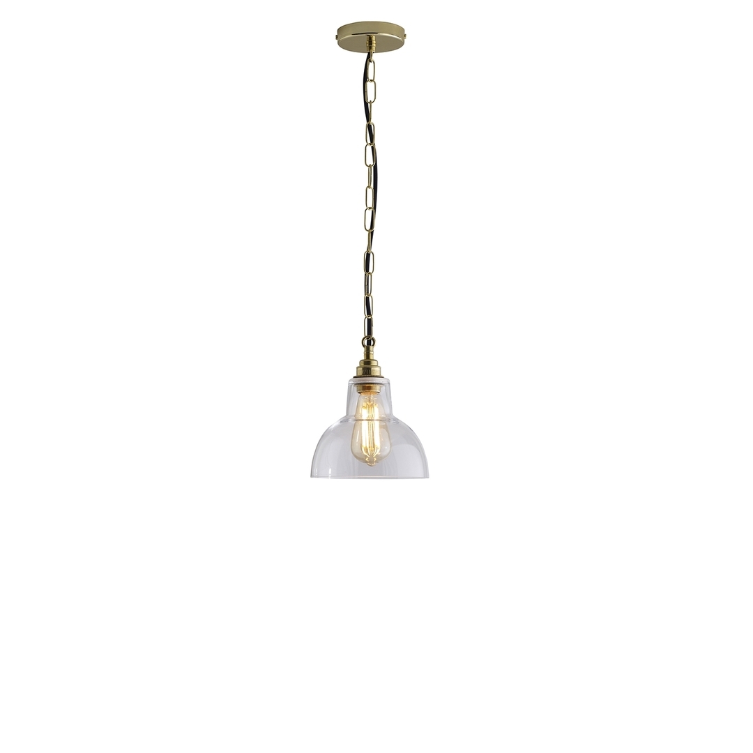 ORIGINAL BTC Glass York Pendant, Size 1 - Clear and Brass - Clear Glass