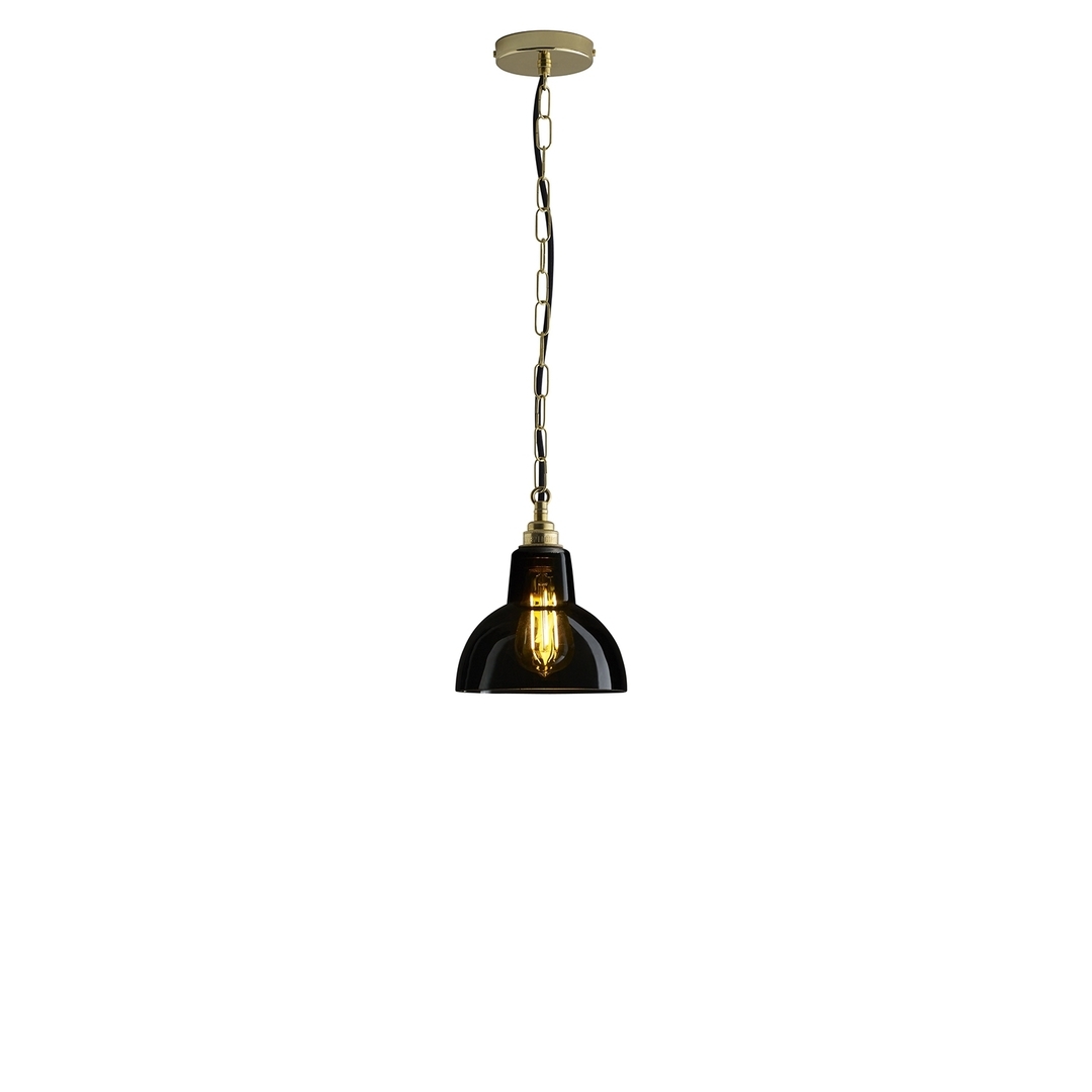 ORIGINAL BTC Glass York Pendant, Size 1 - Anthracite and Brass - Anthracite Glass