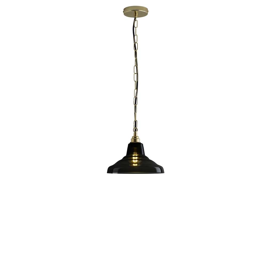 ORIGINAL BTC Glass School Pendant Light, Size 1 - Anthracite and Brass - Anthracite Glass