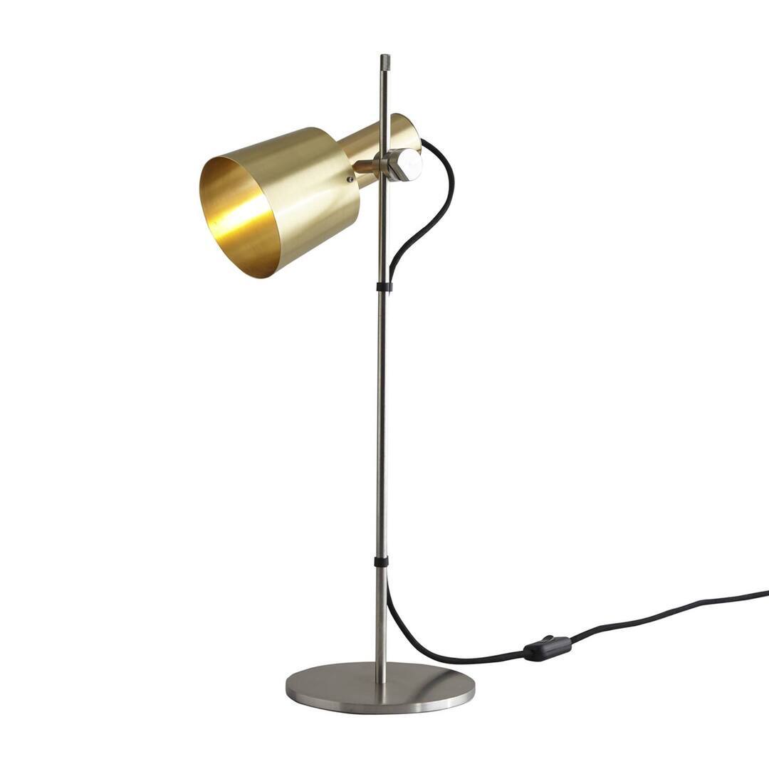 ORIGINAL BTC Chester Table Light, Black Braided Cable - Satin Brass & Stainless Steel