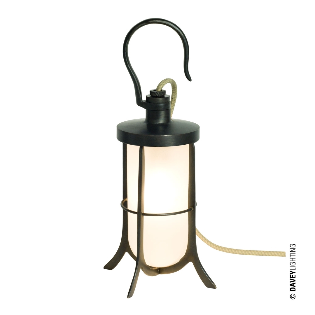 ORIGINAL BTC Ship's Hook Light - Frosted Glass, Weathered Brass