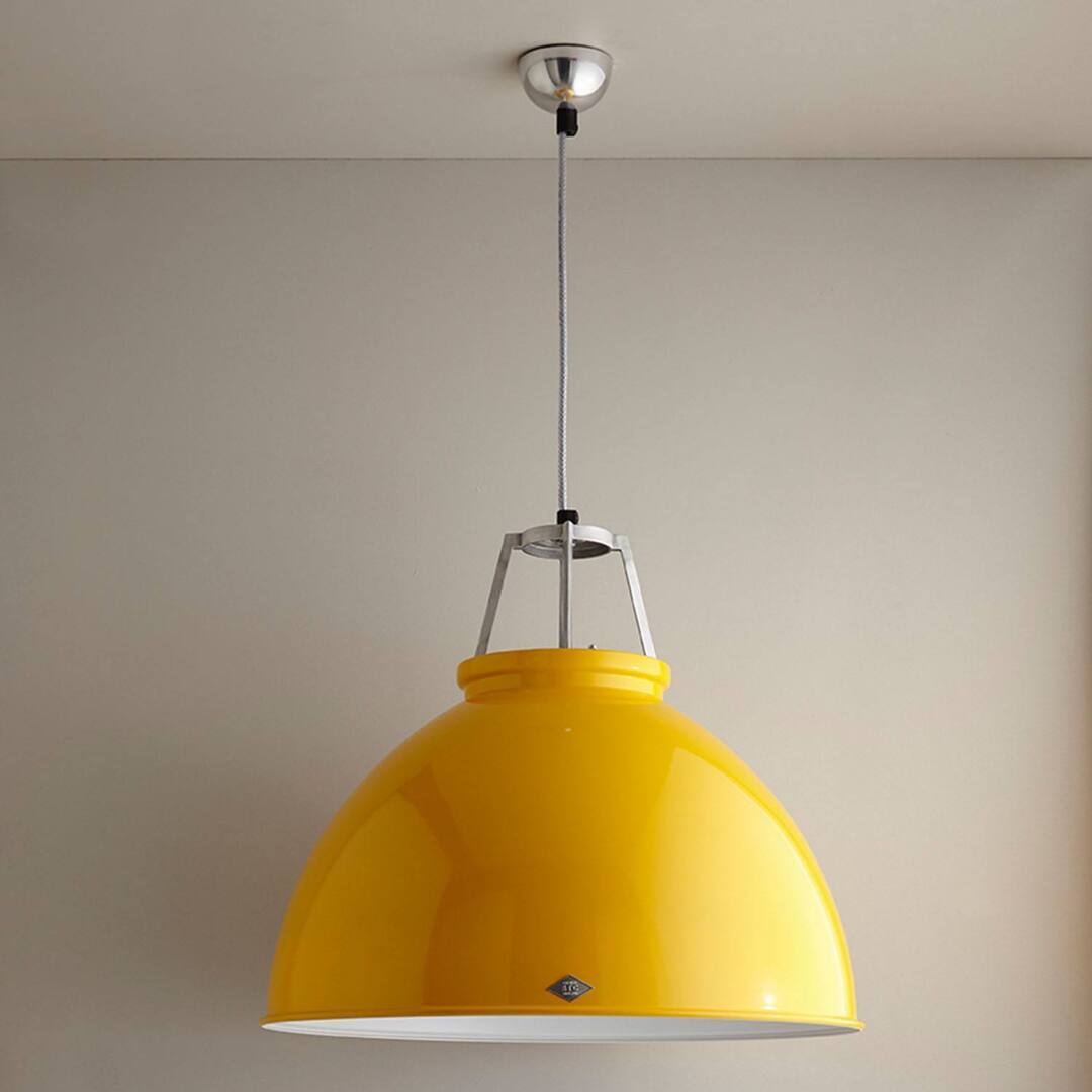 ORIGINAL BTC Titan Size 5 Pendant Light - Yellow wit hWhite Interior