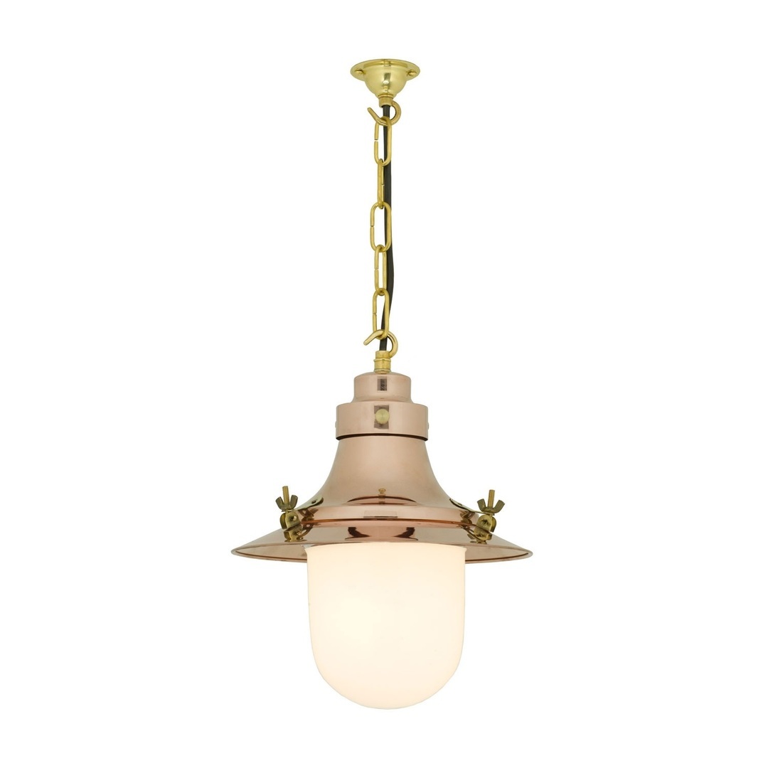 ORIGINAL BTC Ship's Small Decklight - Polished Copper, Opal Glass