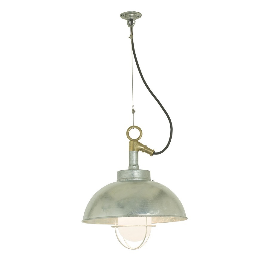 ORIGINAL BTC Shipyard Pendant Light - Galvanised, Frosted Glass