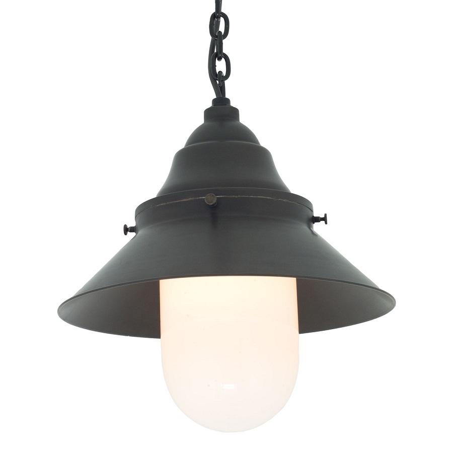 ORIGINAL BTC Ship's Large Deck Light,Weathered Brass - Opal Glas
