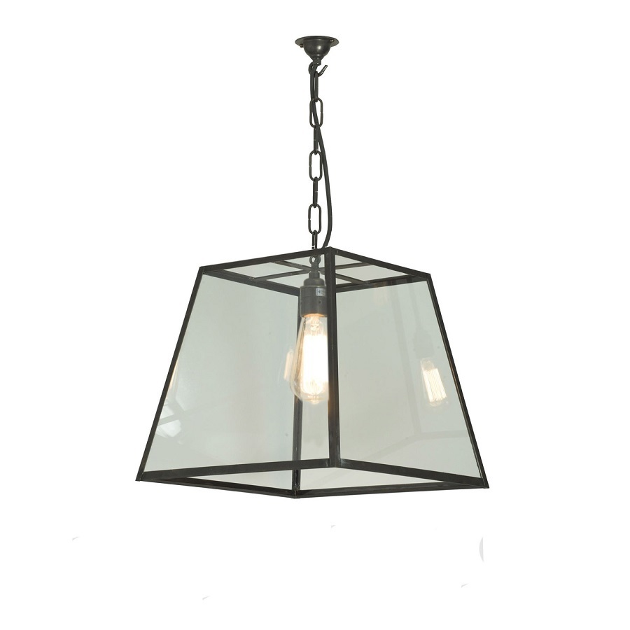 ORIGINAL BTC Quad Pendant Light, Internal Glass, Medium, Clear Glass - Weathered Brass