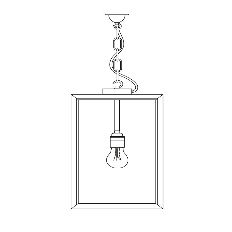 ORIGINAL BTC Small Square Pendant Light, Closed Top, Weathered Brass