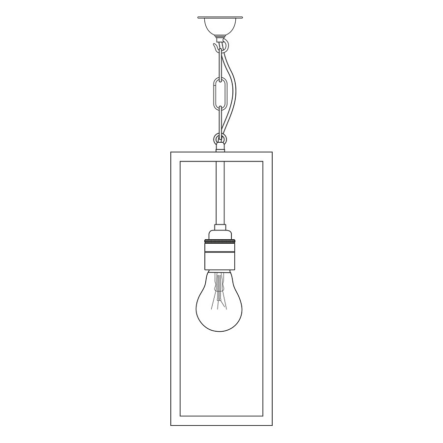 ORIGINAL BTC Narrow Box Pendant Light, External Glass, Weathered Brass