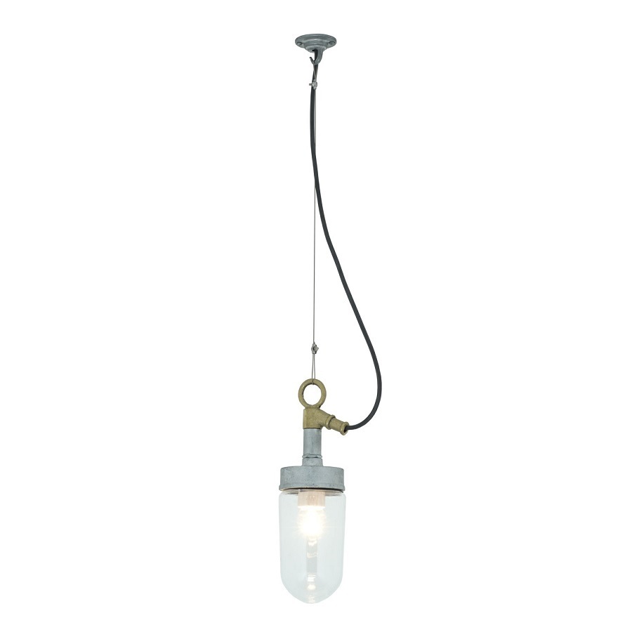 ORIGINAL BTC Well Glass Pendant Light, Galvanised Silver - Clear Glass