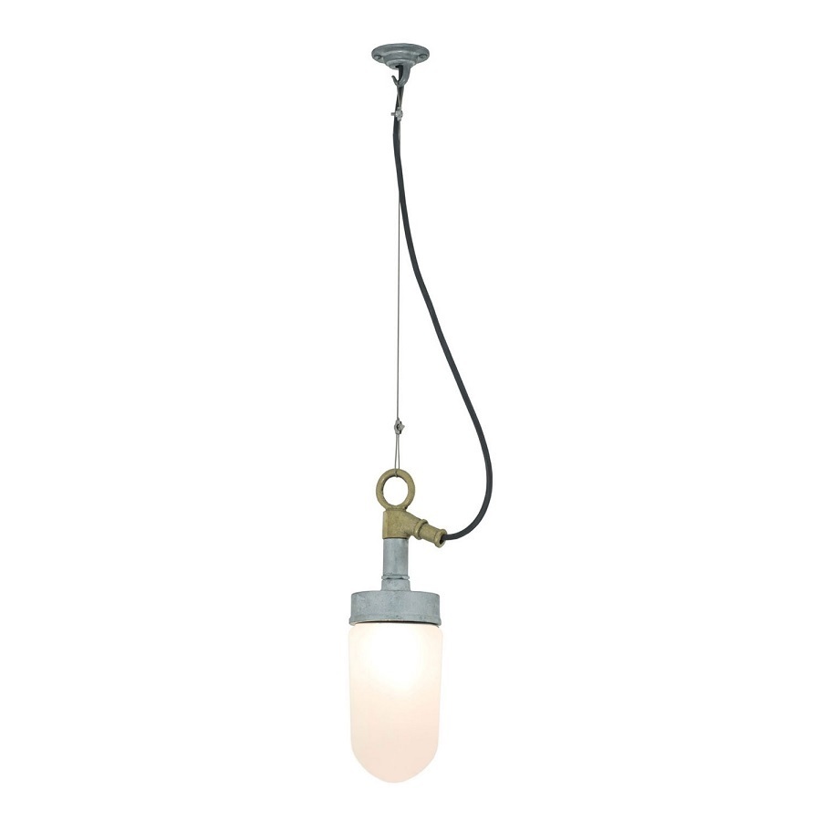 ORIGINAL BTC Well Glass Pendant Light, Galvanised Silver - Frosted Glass