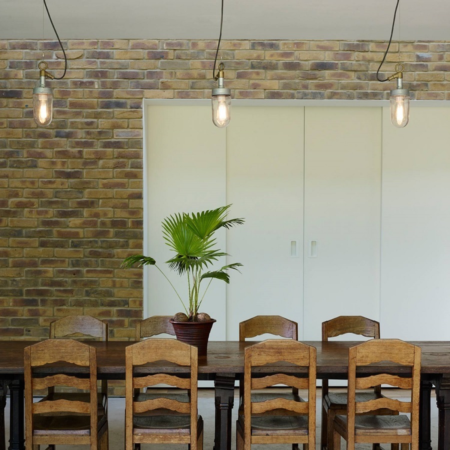 ORIGINAL BTC Well Glass Pendant Light, Galvanised Silver