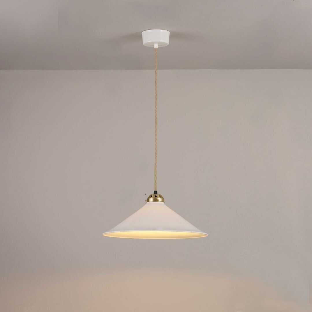 ORIGINAL BTC Cobb Large Plain Pendant Light - Pendelleuchte - Naturfarben mit Satinmessing
