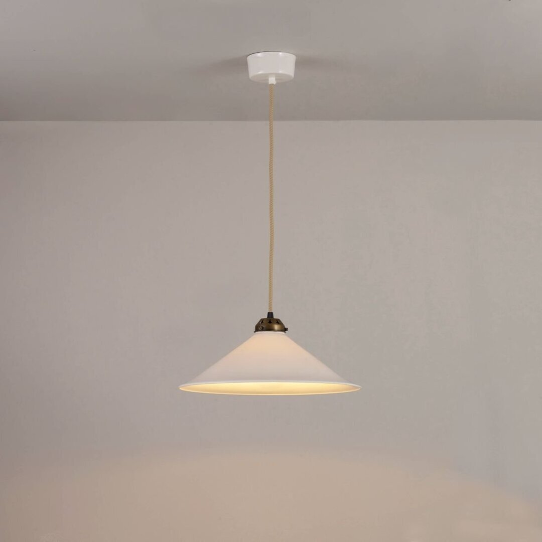ORIGINAL BTC Cobb Large Plain Pendant Light - Pendelleuchte - Naturfarben mit antikem Messing