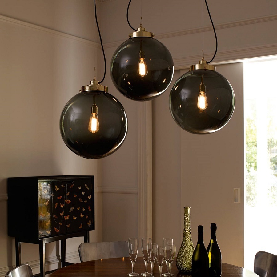 ORIGINAL BTC Large Globe Pendant Light with Black & White Braided Cable