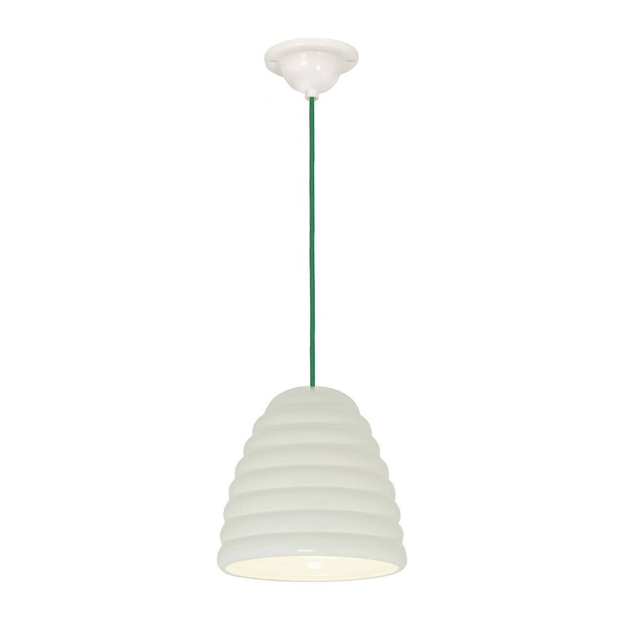ORIGINAL BTC Hector Bibendum Size 2 Pendant Light - Natural White with Green Cable
