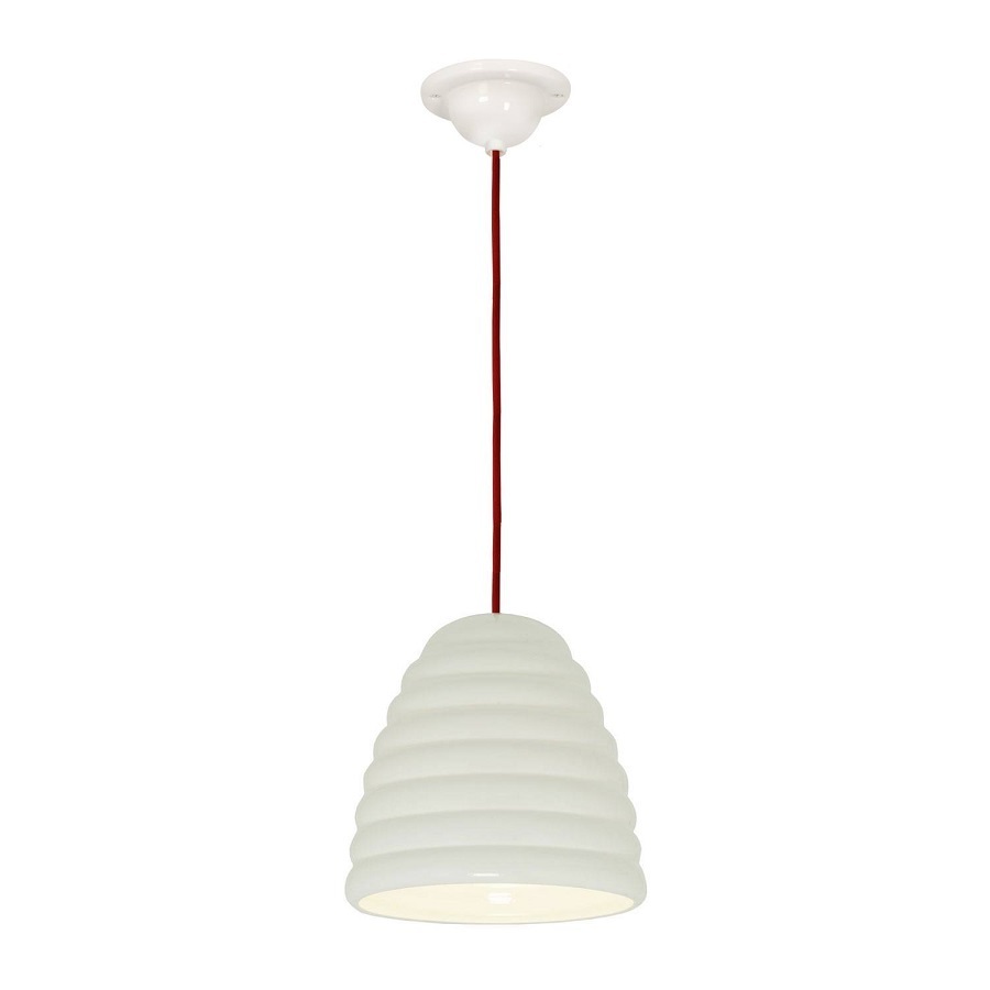 ORIGINAL BTC Hector Bibendum Size 2 Pendant Light - Natural White with Red Cable