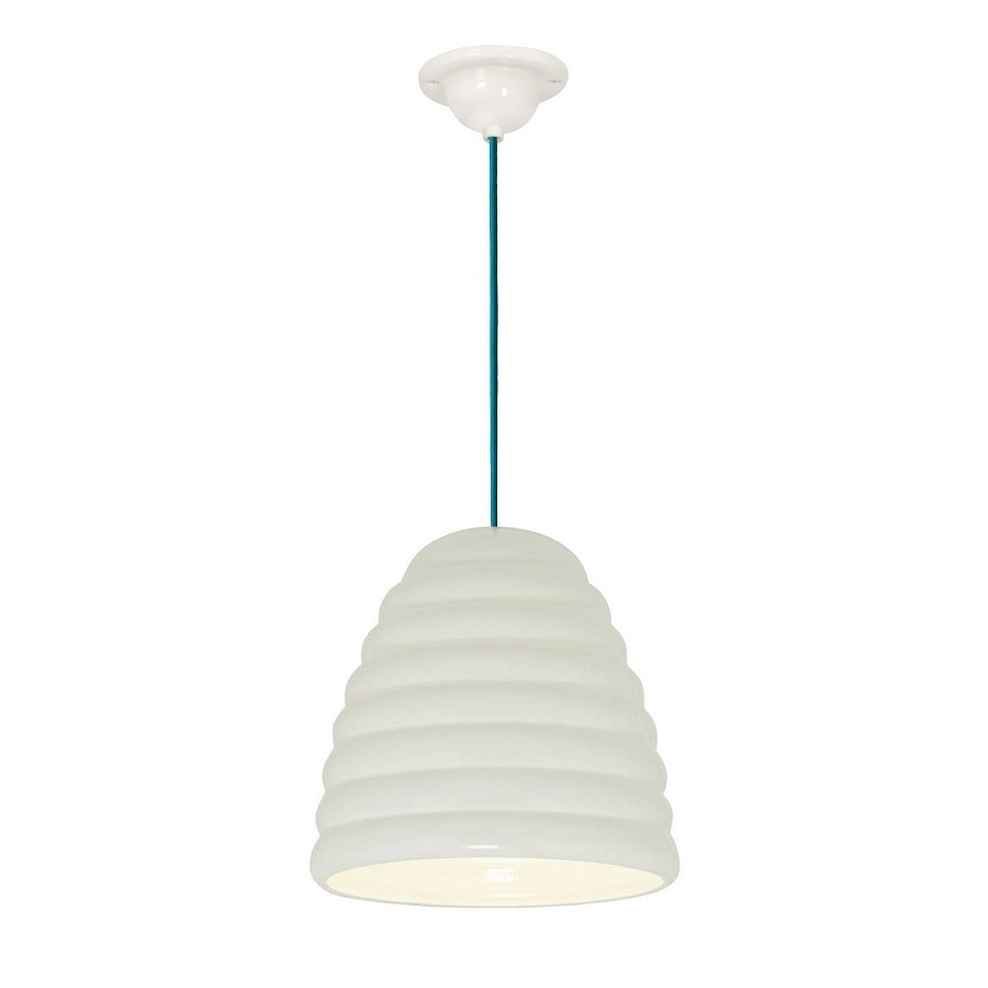 Natural White with Turquoise Blue Cable