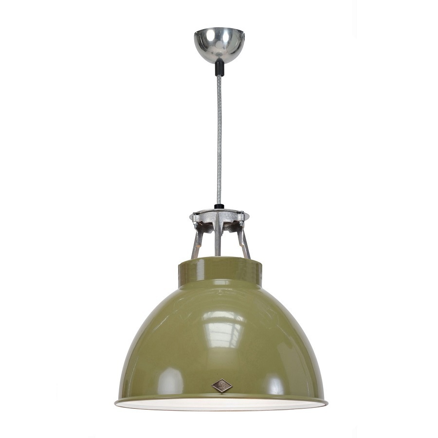 ORIGINAL BTC Titan Size 1 Pendant Light - Olivgrün mit Innenausstattung in Bronze