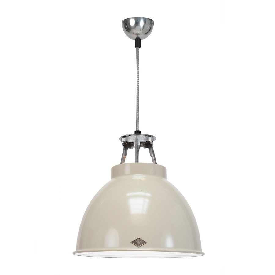 ORIGINAL BTC Titan Size 1 Pendant Light - Kittgrau mit weißer Innenausstattung