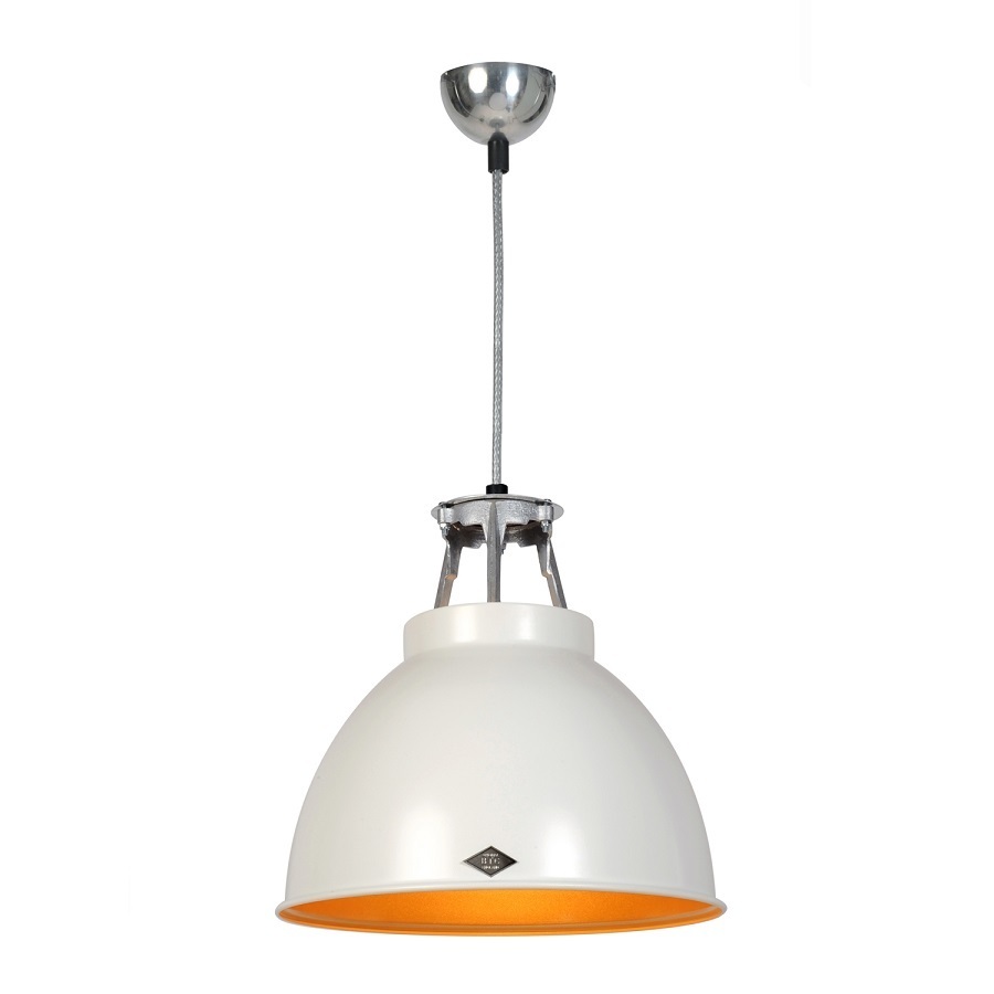 ORIGINAL BTC Titan Size 1 Pendant Light - Weiß mit goldener Innenausstattung