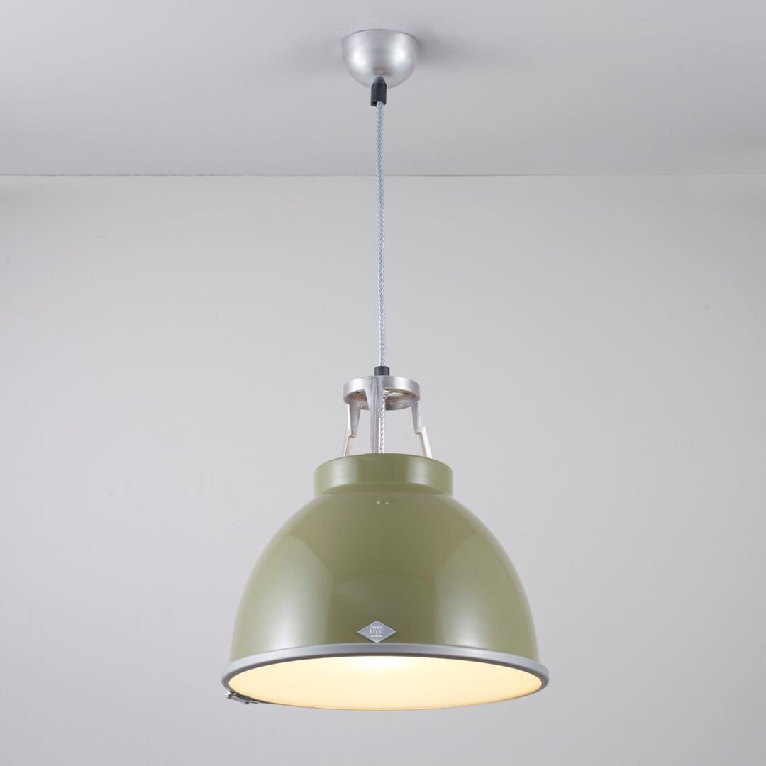 ORIGINAL BTC Titan Size 1 Pendant Light - Olivgrün mit geätztem Glas