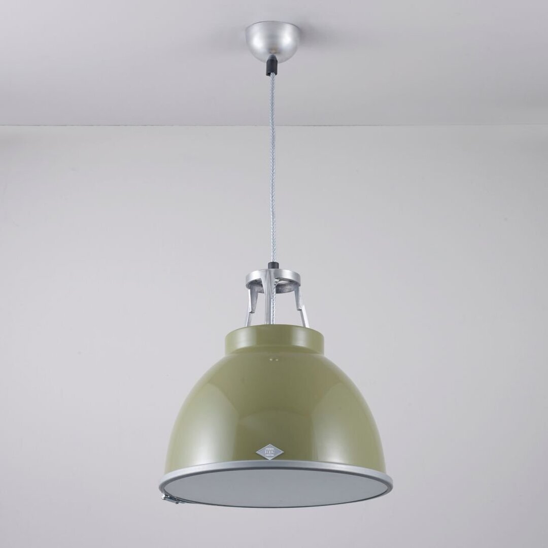 ORIGINAL BTC Titan Size 1 Pendant Light - Olivgrün mit geätztem Glas