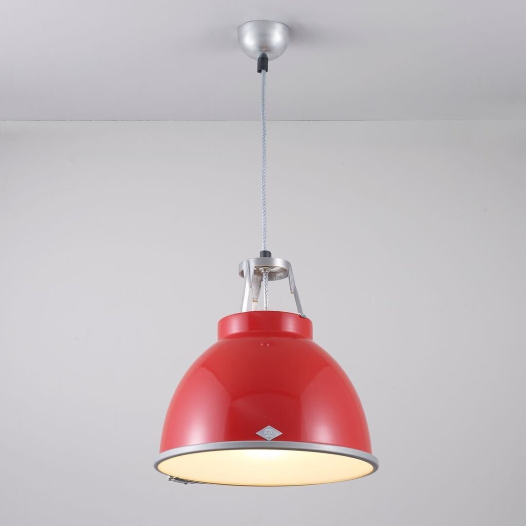 ORIGINAL BTC Titan Size 1 Pendant Light - Rot mit geätztem Glas