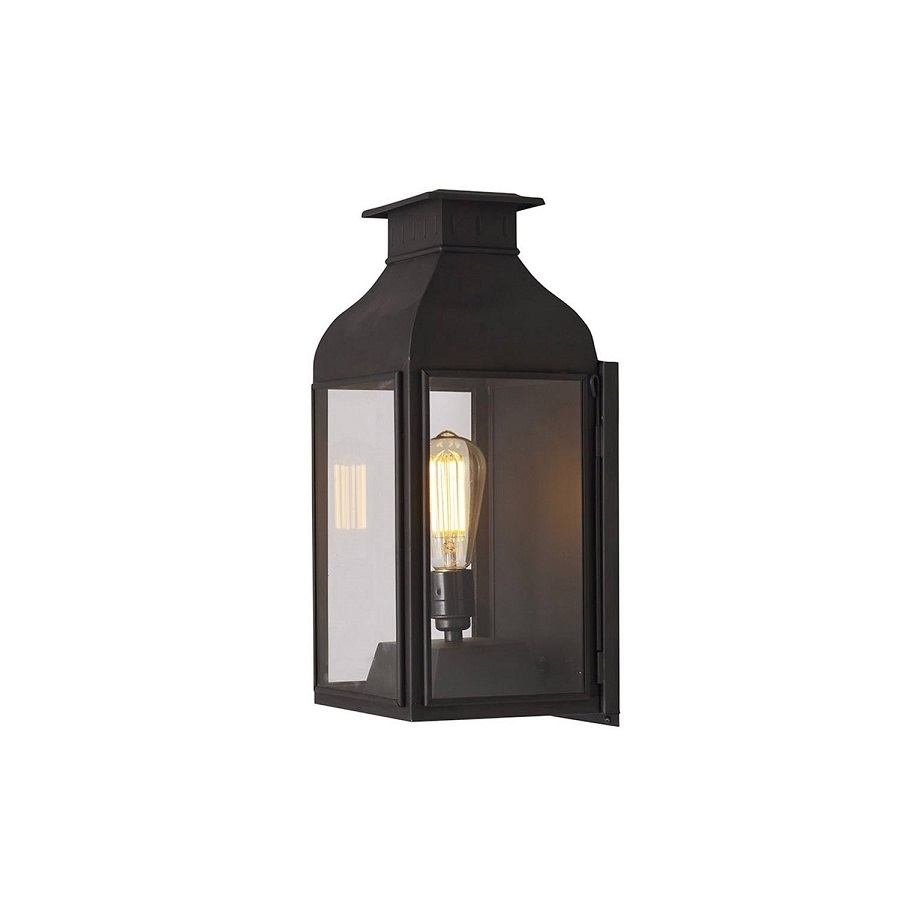 ORIGINAL BTC Wall Lantern Weathered Brass, Clear Glass