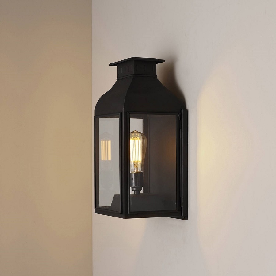 ORIGINAL BTC Wall Lantern Weathered Brass, Clear Glass