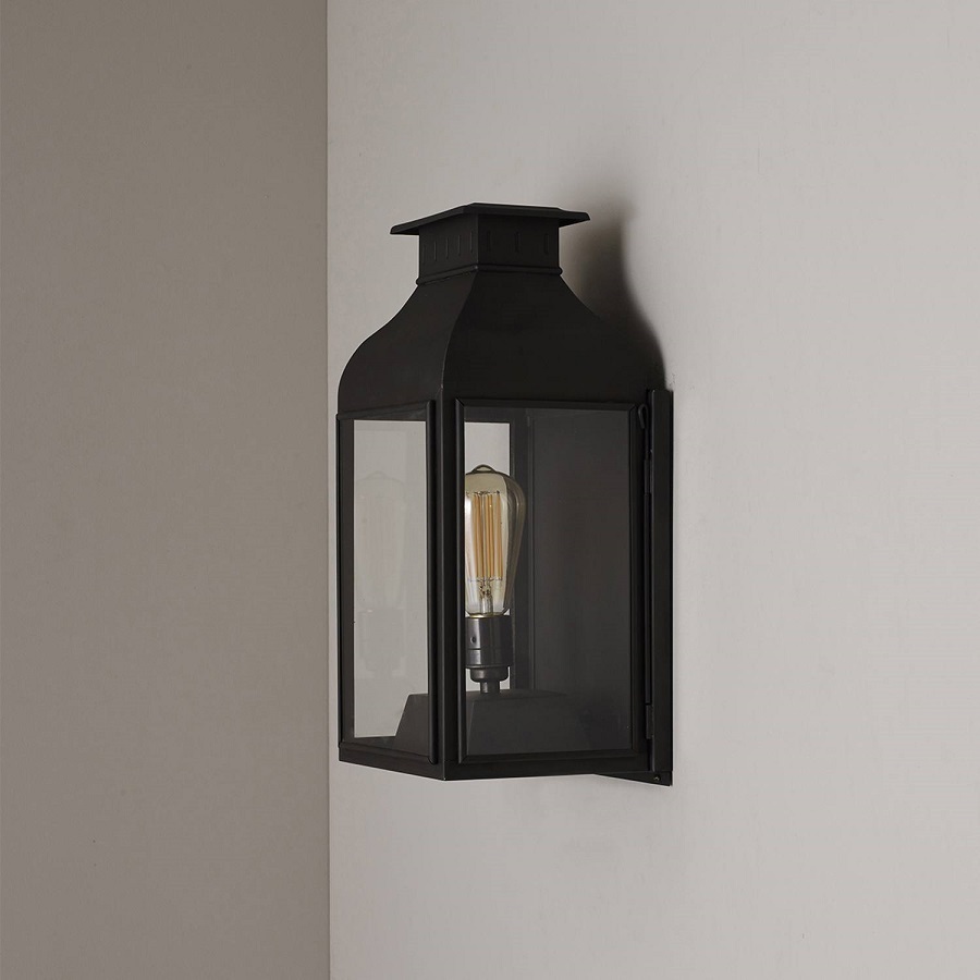 ORIGINAL BTC Wall Lantern Weathered Brass, Clear Glass