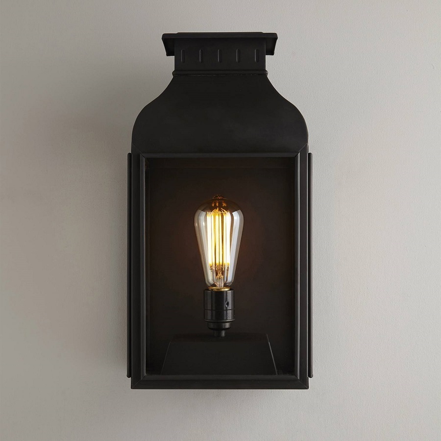 ORIGINAL BTC Wall Lantern Weathered Brass, Clear Glass