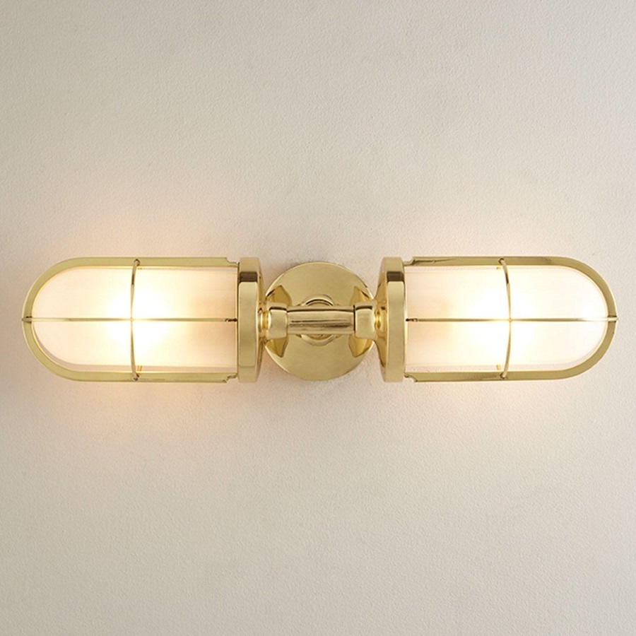 ORIGINAL BTC Weatherproof Ship's Double Well Glass - Polished Brass, Frosted Glass